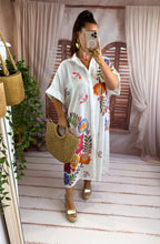 Charger l'image dans la galerie, Robe chemise blanche motif fleuries ANGÈLE (40 au 46)