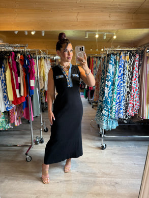 Robe longue noir motif jeans ( 36 au 42 ) ☀️