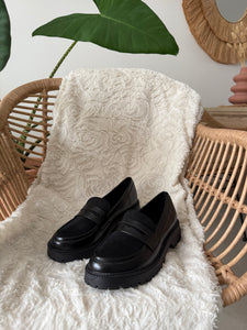 Mocassins noir bi matière LIAM
