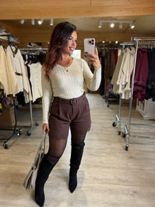 Short chocolat dentelle SALLY (34 au 40)