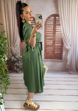 Charger l'image dans la galerie, Robe chemise mi longue kaki LEANNE (36 au 42)