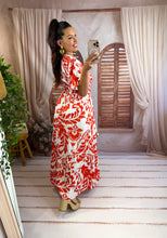 Charger l'image dans la galerie, Robe longue fleuri orange sanguine ÉGLANTINE (36 au 48)