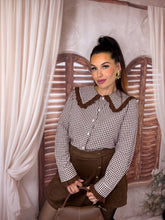 Charger l'image dans la galerie, Chemise vichy col Claudine chocolat ANNE (36 au 48)