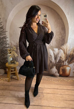 Charger l&#39;image dans la galerie, Robe chocolat pois noir GIULIA (40 au 48)⭐️