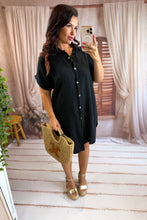Charger l'image dans la galerie, Robe chemise gaz de coton noir ANOUK (34 au 48)