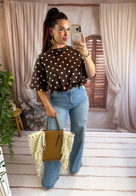 Charger l'image dans la galerie, TEE shirt chocolat à pois retroussé AIMÉE (36 au 42)
