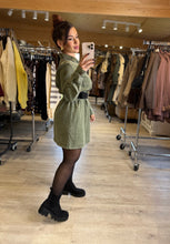 Charger l&#39;image dans la galerie, Robe denim coupe droite kaki SYLVIE (36 au 42)