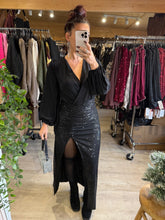 Charger l&#39;image dans la galerie, Jupe sequin fendu noir PAOLA (34 au 40)