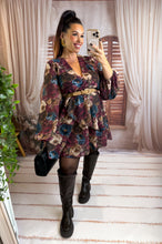 Charger l'image dans la galerie, Robe courte fleuri bordeaux LORIE (36 au 42)