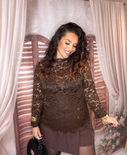 Charger l'image dans la galerie, Top en dentelle chocolat ILONA (36 au 46)