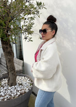 Charger l'image dans la galerie, Veste réversible polaire écru fleurs rose GEMMA