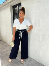 Charger l'image dans la galerie, Pantalon bleu marine large ceinture ALBINA ( 34 au 48) ⭐️