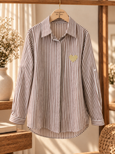 Charger l'image dans la galerie, Chemise rayé chocolat coeur or GAELLE (40 au 50)