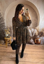 Charger l&#39;image dans la galerie, Robe choco/noir liseré or GIULIA (36 au 48)⭐️