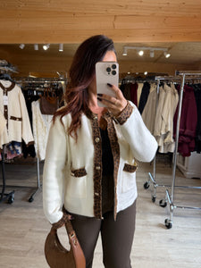 Gilet écru motif léopard SANANA (36 au 46)