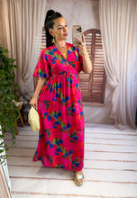 Charger l'image dans la galerie, Robe longue motif fuchsia CORAL (36 au 48)