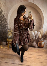 Charger l&#39;image dans la galerie, Robe patineuse chocolat pois blanc JESS (34 au petit 42)⭐️