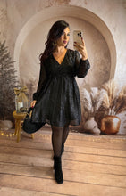 Charger l&#39;image dans la galerie, Robe courte noir liseré nacré LORENA (36 au 48)⭐️