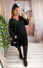 Charger l'image dans la galerie, Robe plissée coupe droite noir JUSTINE (40 au 48)