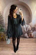 Charger l'image dans la galerie, Robe noir patineuse noir à strass AMBRE (34 au 42)