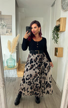 Charger l&#39;image dans la galerie, Jupe longue plissée léopard beige GABY ( 36 au 46 )
