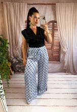 Charger l'image dans la galerie, Pantalon fluide satinée bleu pois chocolat MÉLINE (36 au 42)