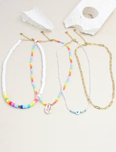 Collier perle en lot de 4 pcs modèles assortis en acier inoxydable ☀️