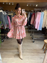 Charger l'image dans la galerie, Robe patineuse fleuri rose/orange HARZEL (34 au 42)