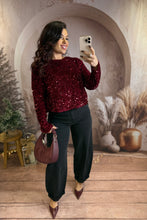 Charger l'image dans la galerie, Top à sequins rouge noeud noir dans le dos ANNA (36 au 40)