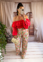 Charger l'image dans la galerie, Pantalon plissée fleuri corail CLEO (34 au 48)