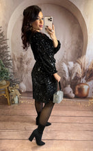Charger l'image dans la galerie, Robe noir velours avec sequin NALA (36 au 48)