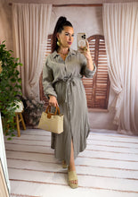 Charger l'image dans la galerie, Robe chemise gaz de coton taupe NYSSIA (34/36/38)