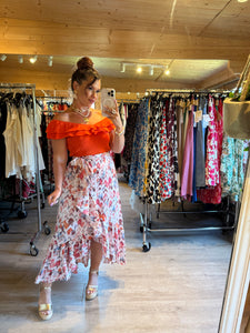 Jupe style portefeuille Baila orange ( 34 au 48 )