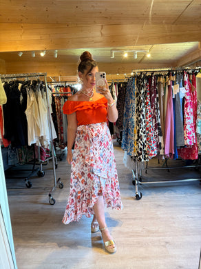 Jupe style portefeuille Baila orange ( 34 au 48 )