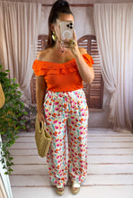 Charger l'image dans la galerie, Pantalon motif fleuri rouge/orange GREECE (34 au 48)