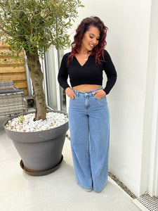 Jeans large  avec poches cœur ( s/m/l )