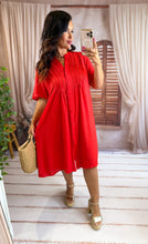 Charger l'image dans la galerie, Robe chemise corail coupe droite MARGUERITE (40 au 48)