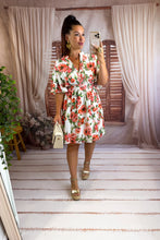 Charger l'image dans la galerie, Robe courte fleuri orange ARWEN (40 au 48)