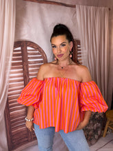Charger l'image dans la galerie, Top à épaules dénudées rayé corail CÉLESTIA (36 au 40)