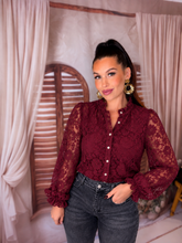 Charger l'image dans la galerie, Chemise dentelle bordeaux NAIA (36 au 48)