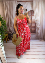 Charger l'image dans la galerie, Robe bretelles motif rouge et blanc ELIA (38 au 48)