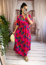 Charger l'image dans la galerie, Robe longue motif fuchsia CORAL (36 au 48)
