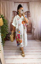 Charger l'image dans la galerie, Robe chemise blanche motif fleuries ANGÈLE (40 au 46)