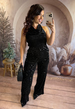 Charger l&#39;image dans la galerie, Combinaison pantalon à sequin noir YAYA (36 au 40)