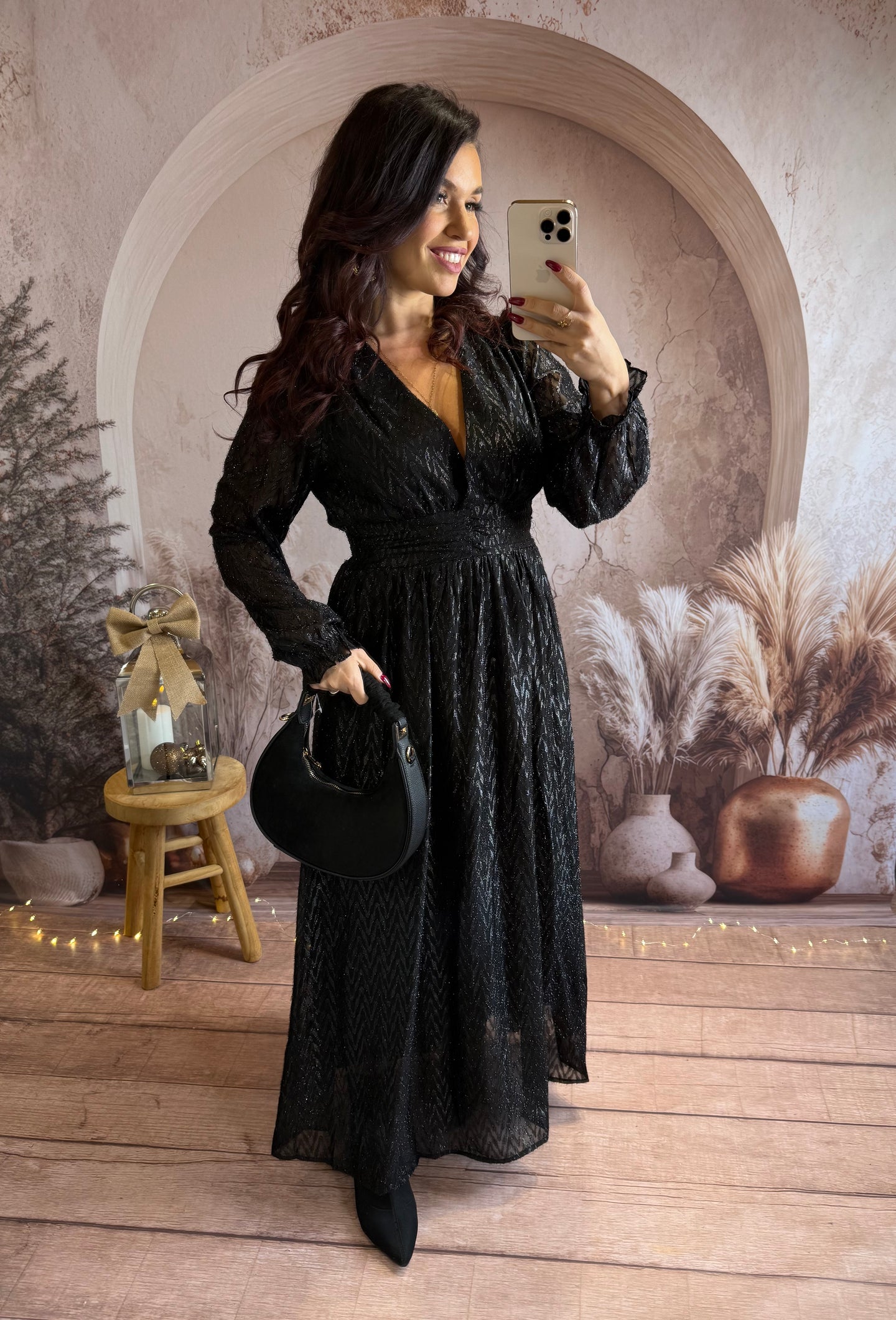 Robe longue noir irisé BIANCA (36 au 48) ⭐️