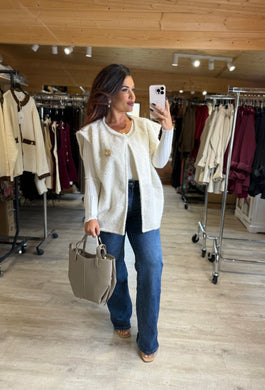 Veste sans manches écru CLARISSE (40 au 48)