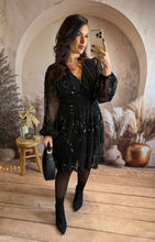 Charger l&#39;image dans la galerie, Robe courte noir fluide sequins VAL (36 au 48)⭐️ ( précommande pour le 5 décembre )