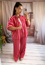 Charger l'image dans la galerie, Pantalon gaz de coton rayé rouge/rose KATIA (34 au 42)