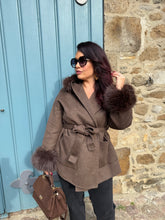 Charger l&#39;image dans la galerie, Manteau en laine chocolat GABRIELA (34 au 44)