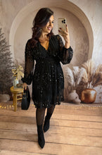 Charger l&#39;image dans la galerie, Robe courte noir fluide sequins VAL (36 au 48)⭐️ ( précommande pour le 5 décembre )
